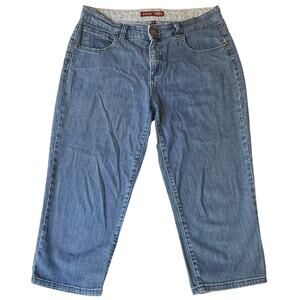 IZOD Women Cropped Jeans size 8 Blue Slim Fit Curvy Mid Rise